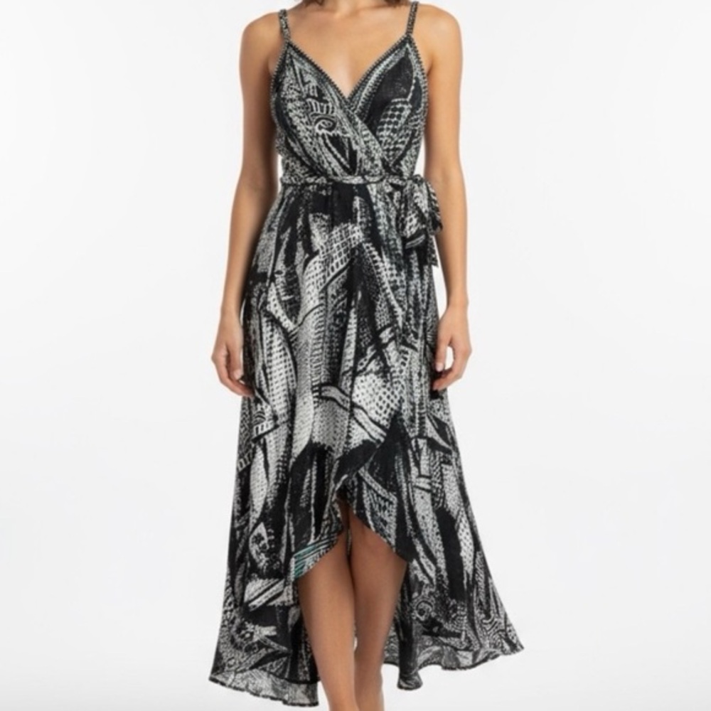 Jean Paul Gaultier Fuzzi 100% Silk Sleeveless High Low Wrap Maxi Dress XS/S
